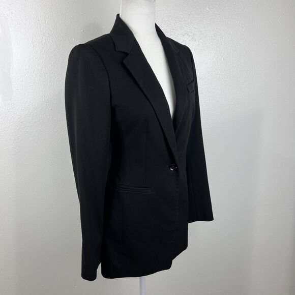 Express Blazer Women 2 Black Button Up Jacket Career Casual Shoulder Pads Outer - Picture 3 of 13